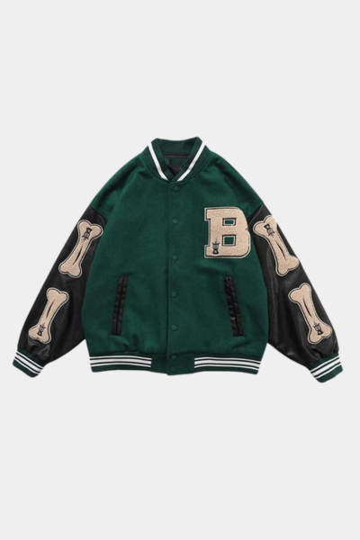 Vintage Varsity Jacket Bone Green