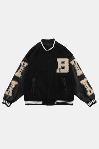 Vintage Varsity Jacket Bone Black