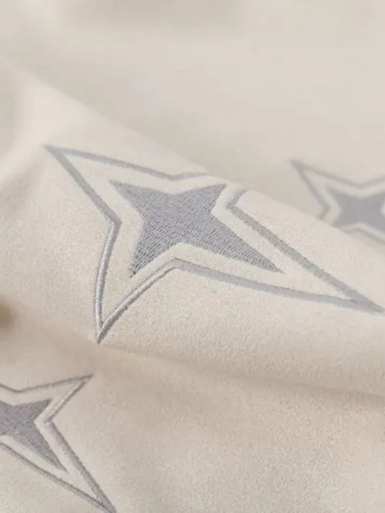 Suede Embroied Star Tee