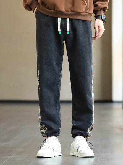 Patchwork Design Straight Jeans