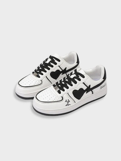 Clean White Retro Heart Sneakers