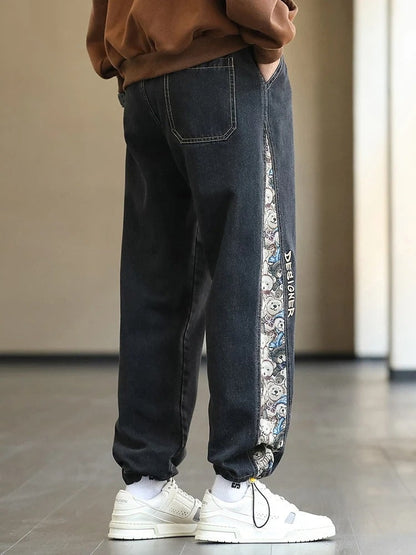 Patchwork Design Straight Jeans