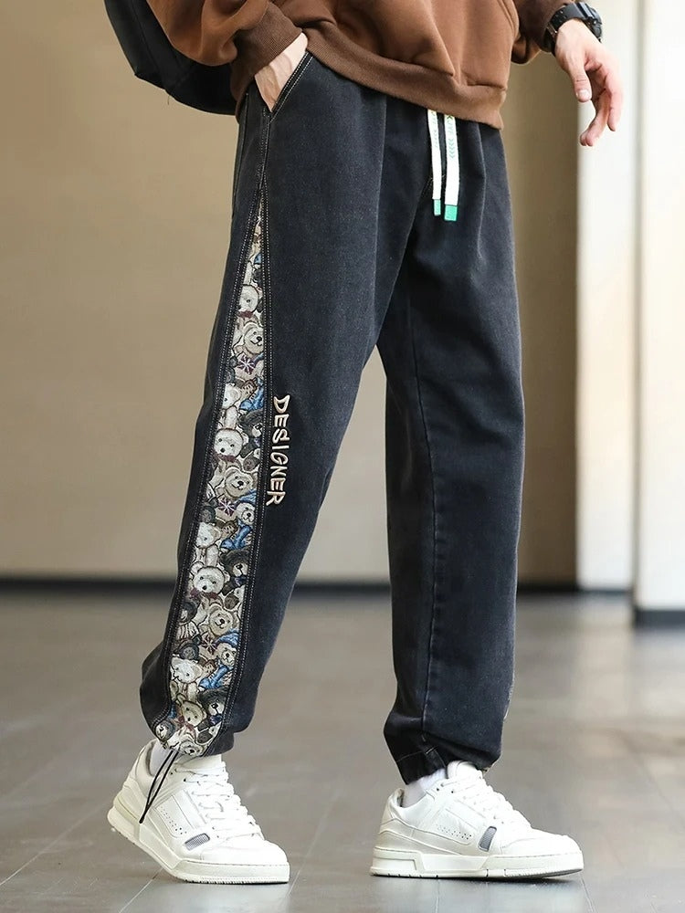 Patchwork Design Straight Jeans