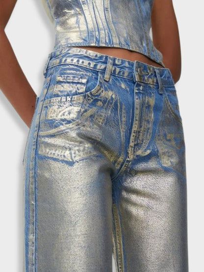 Metallic Washed Vintage Denim