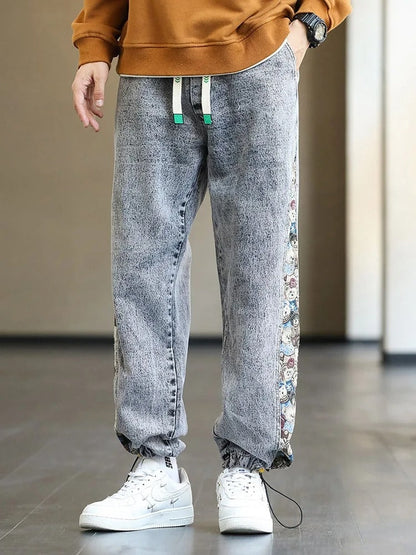 Patchwork Design Straight Jeans