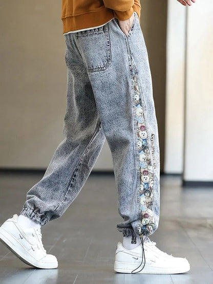 Patchwork Design Straight Jeans