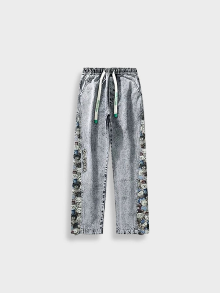 Patchwork Design Straight Jeans