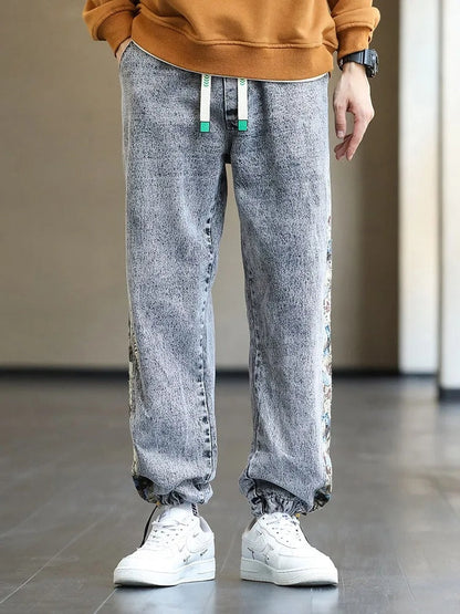 Patchwork Design Straight Jeans