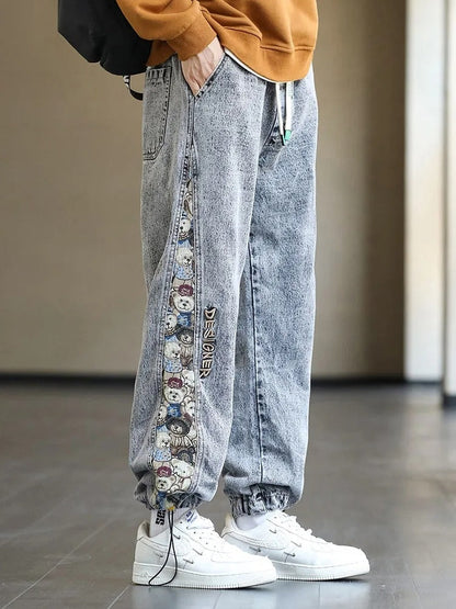 Patchwork Design Straight Jeans