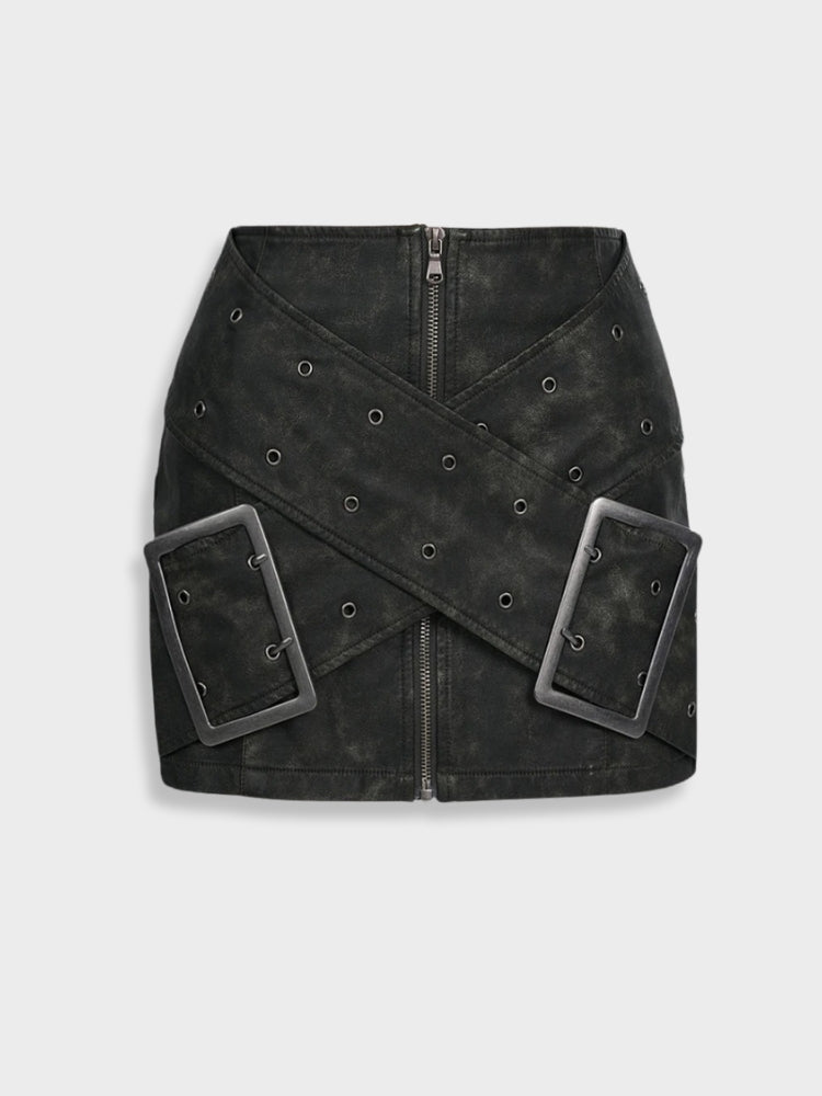 High Waist Metal Buckle Shorts